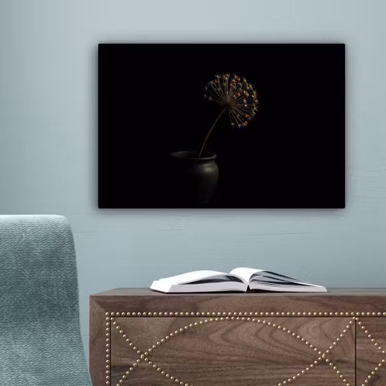 Bol - Gedroogd - Vaas - Zwart canvas 2cm klein -sfeer4