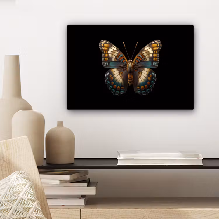 Vlinder - Kleurrijk - mozaïekachtig canvas 2cm klein -sfeer6