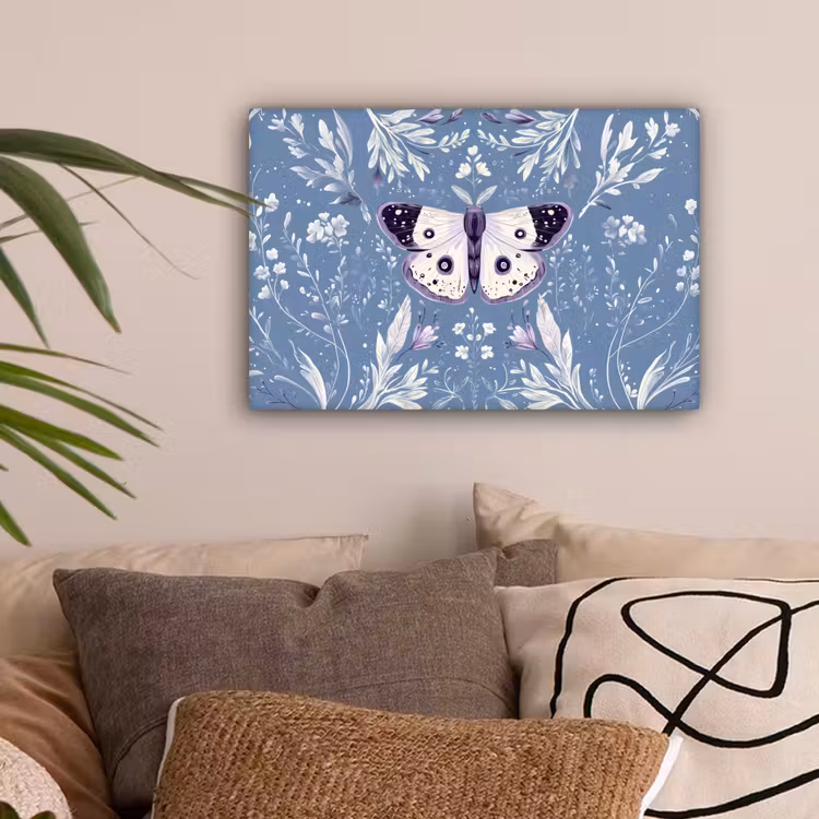 Vlinder - Bloemtakken - Lichtblauw canvas 2cm klein -sfeer1