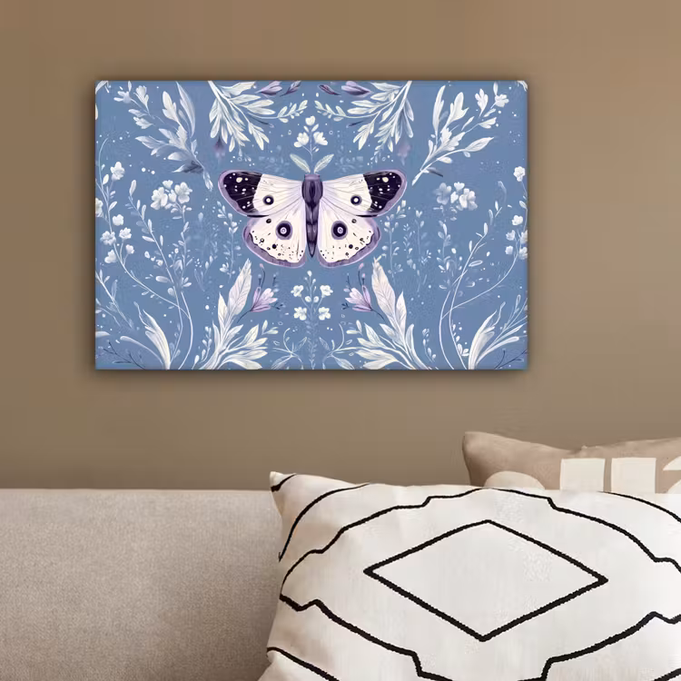 Vlinder - Bloemtakken - Lichtblauw canvas 2cm klein -sfeer3