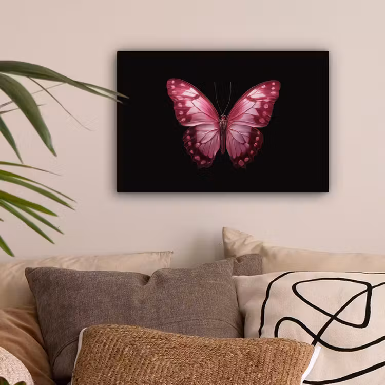 Vlinder - Fuchsia - Grafisch canvas 2cm klein -sfeer1