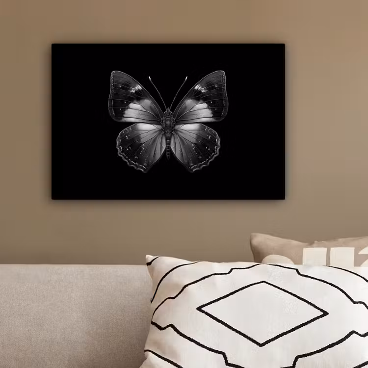 Vlinder - Grijs - Mysterieus canvas 2cm klein -sfeer3