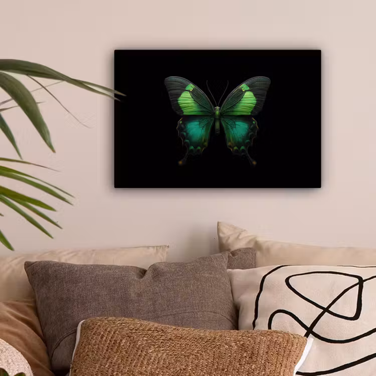 Vlinder - Groen - Opvallend canvas 2cm klein -sfeer1