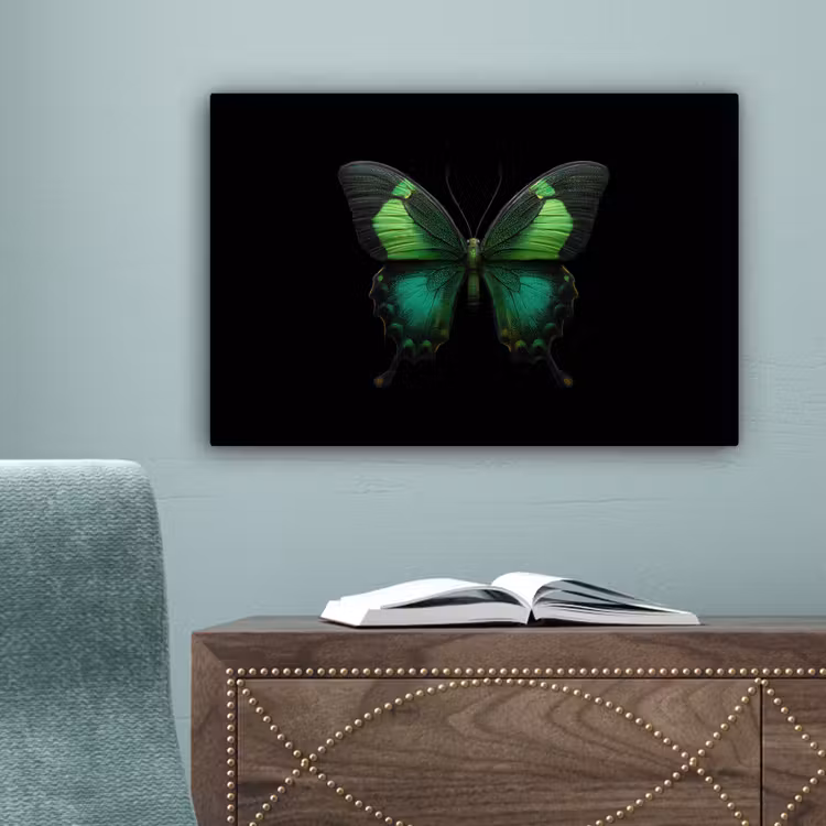Vlinder - Groen - Opvallend canvas 2cm klein -sfeer4