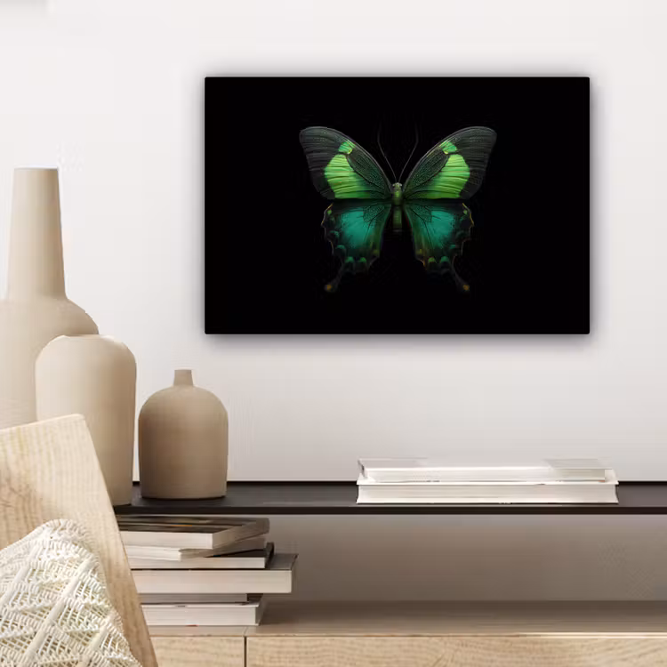 Vlinder - Groen - Opvallend canvas 2cm klein -sfeer6