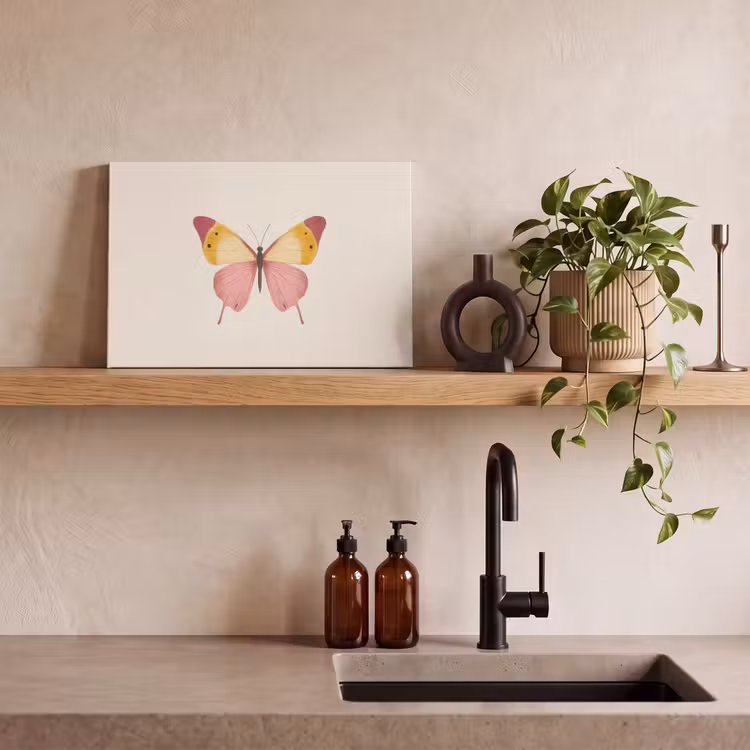 Vlinder - Illustratie - Roze canvas 2cm klein -sfeer3