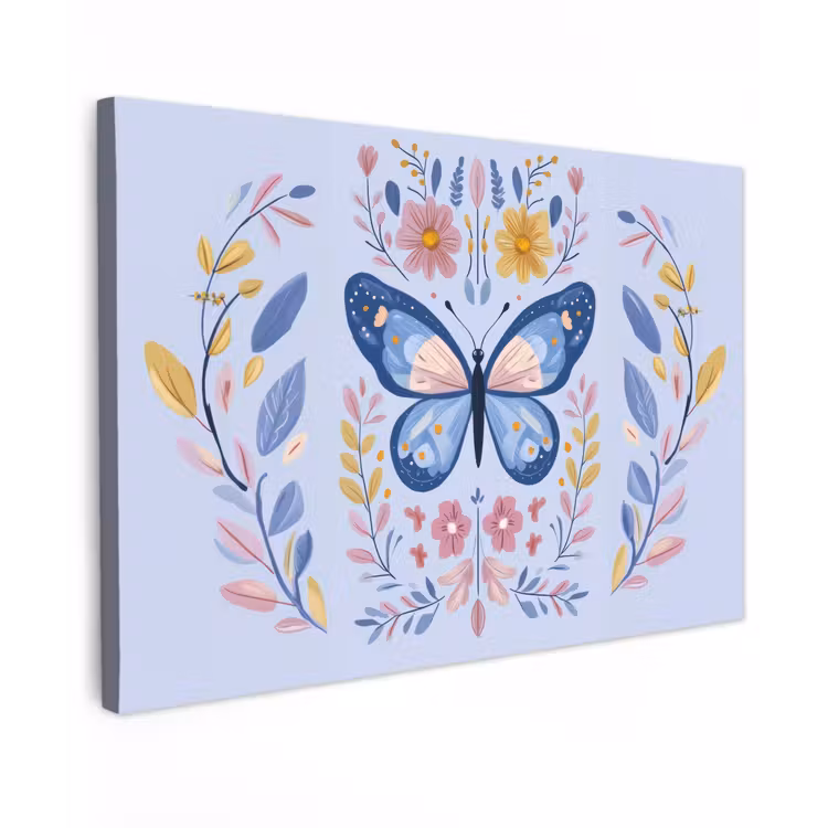 Vlinder - Lichtblauw - Sierlijk - Bloemen canvas 2cm klein -z3d
