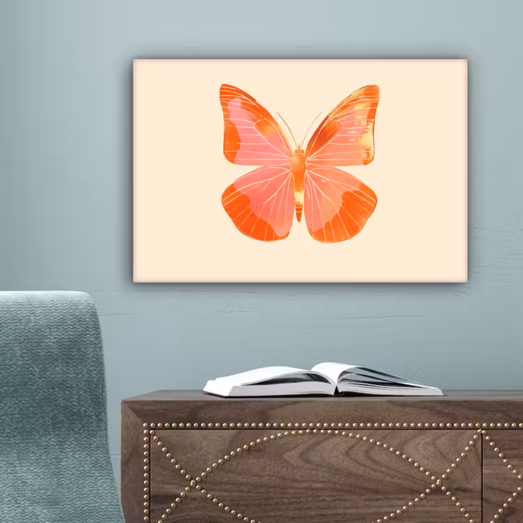 Vlinder - Minimalistisch - Roze canvas 2cm klein -sfeer4