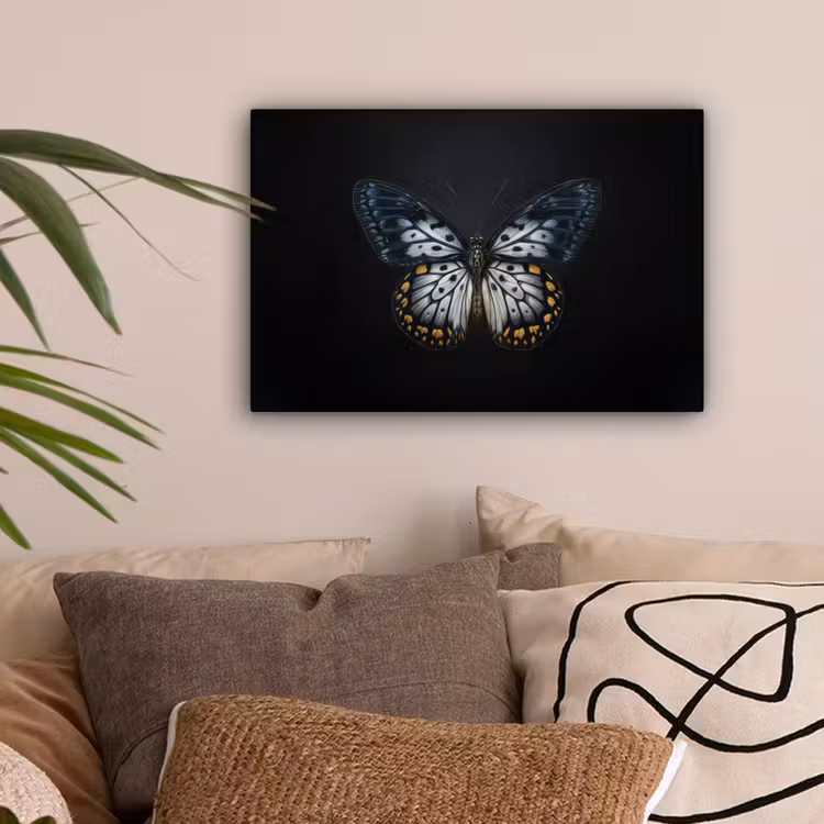 Vlinder - Monochroom - Balans canvas 2cm klein -sfeer1