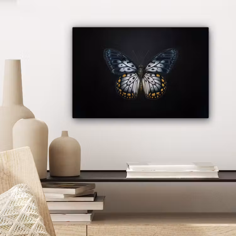 Vlinder - Monochroom - Balans canvas 2cm klein -sfeer6