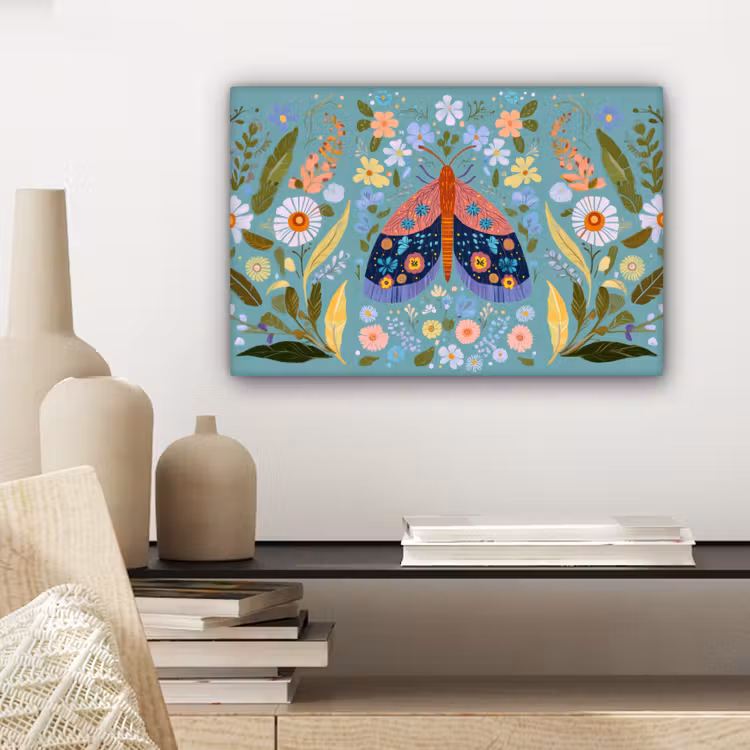 Vlinder - Sierlijk - Bloemen - Bladeren canvas 2cm klein -sfeer6
