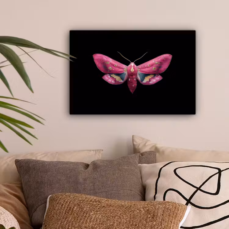Vlinder - Roze - Nachtvlinder canvas 2cm klein -sfeer1
