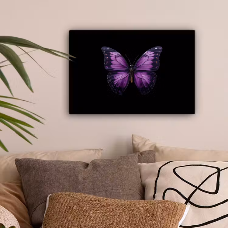 Vlinder - Paars - Levendig canvas 2cm klein -sfeer1