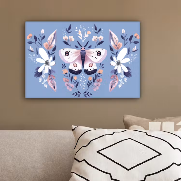 Vlinder - Vleugels - Stippen - Bloemen canvas 2cm klein -sfeer3