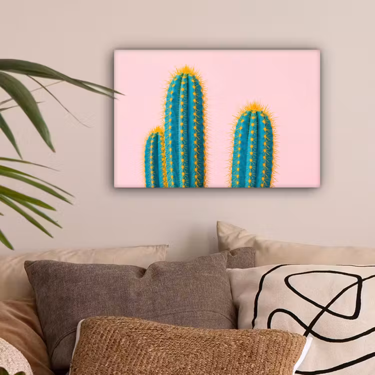 Cactussen - Modern - Pastel canvas 2cm klein -sfeer1