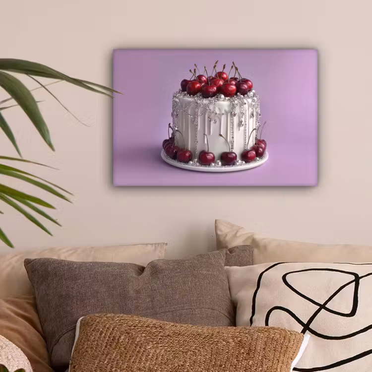 Taart - Kersen - Juwelen - Rood canvas 2cm klein -sfeer1