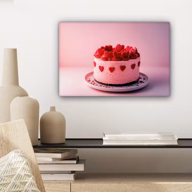 Taart - Hart - Roze canvas 2cm klein -sfeer6