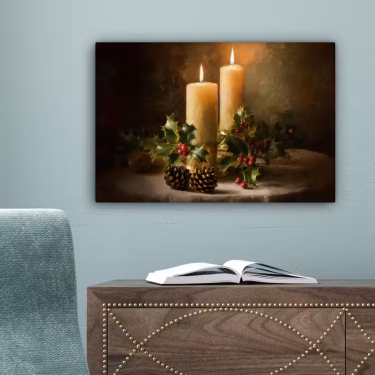 Kaarslicht - Kerst - Veelkleurig canvas 2cm klein -sfeer4