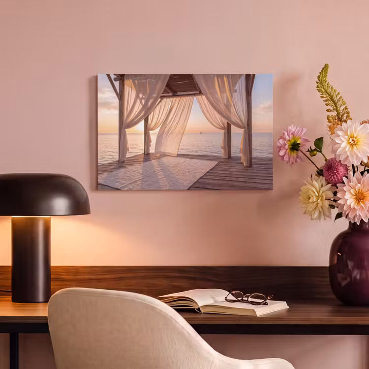 Overkapping - Zee - Zonsondergang - Vakantie - Rust canvas 2cm klein -sfeer4