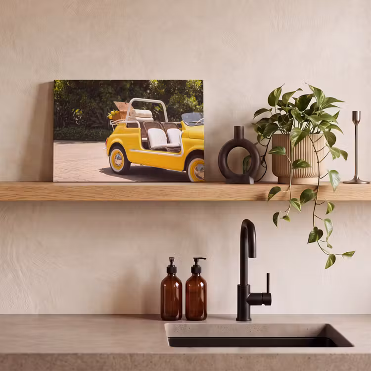 Auto - Picknick - Zomer - Geel canvas 2cm klein -sfeer3