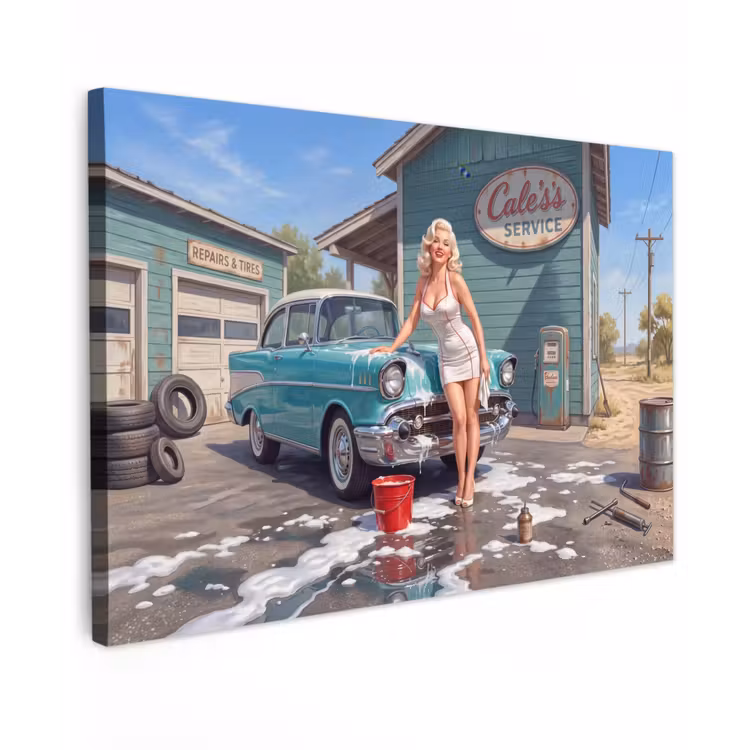 Auto - Vrouw - Groen canvas 2cm klein -z3d