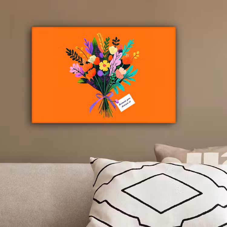 Kaartje - Boeket - Bloemen canvas 2cm klein -sfeer3