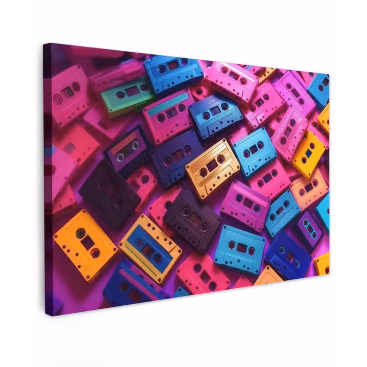 Cassetteband - Kleurrijk - Energiek canvas 2cm klein -z3d