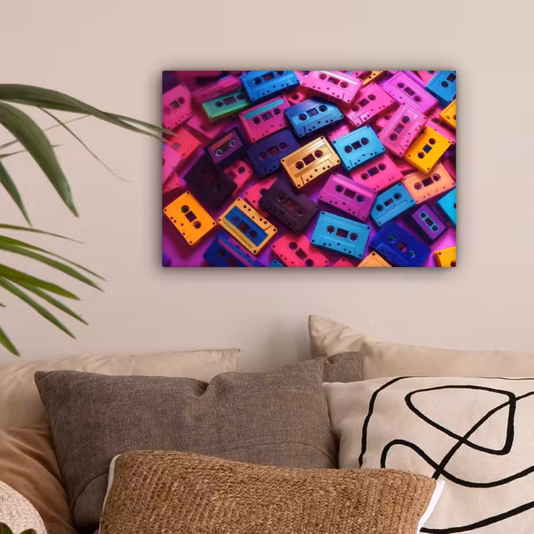 Cassetteband - Kleurrijk - Energiek canvas 2cm klein -sfeer1
