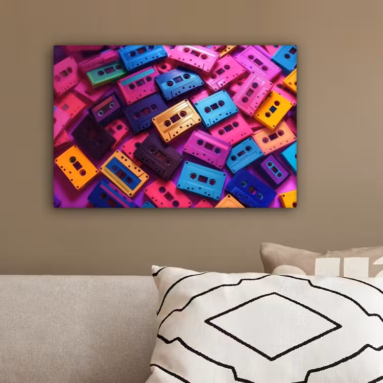 Cassetteband - Kleurrijk - Energiek canvas 2cm klein -sfeer3
