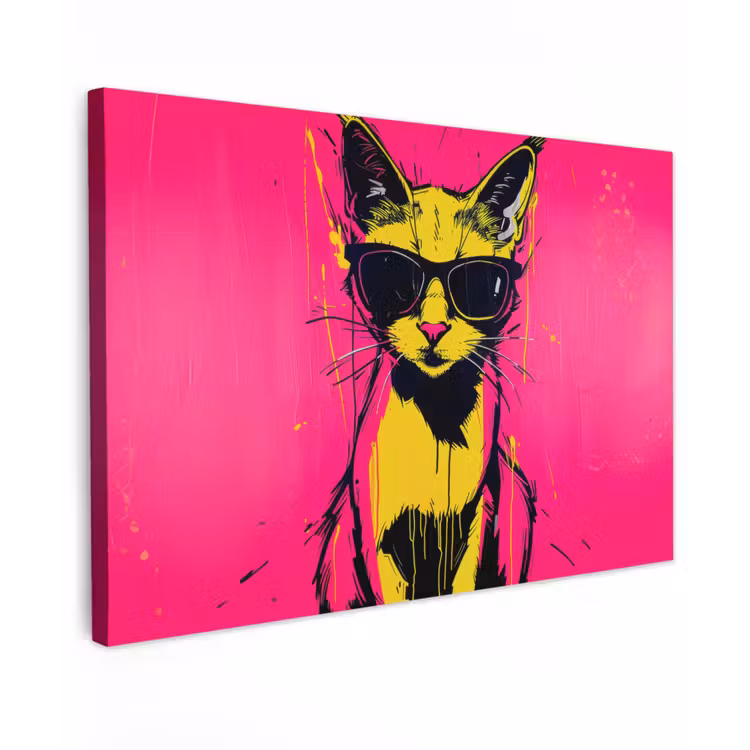 Kat - Art - Zonnebril - Roze canvas 2cm klein -z3d