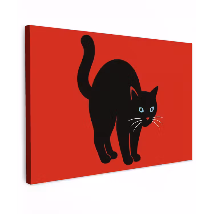 Kat - Zwart - Staart canvas 2cm klein -z3d