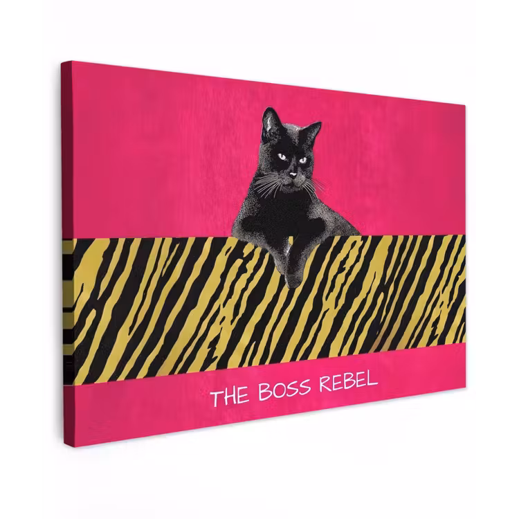 Kat - Baas - Roze - Tijgerprint canvas 2cm klein -z3d