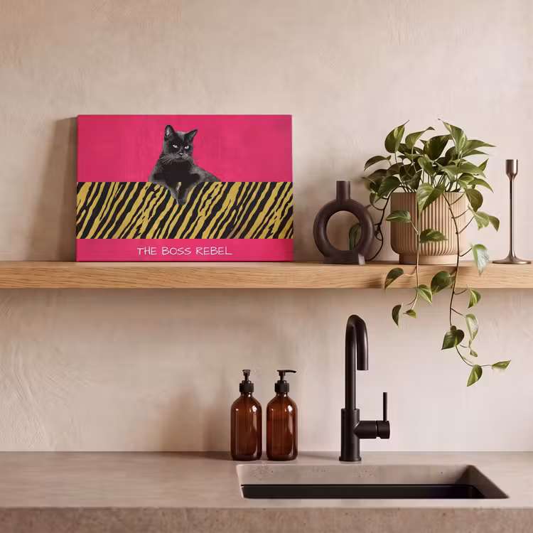Kat - Baas - Roze - Tijgerprint canvas 2cm klein -sfeer3
