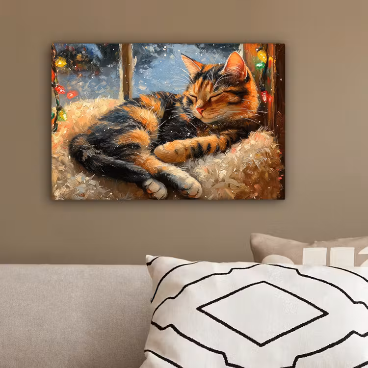 Kat - Kerst - Winter - Dier canvas 2cm klein -sfeer3