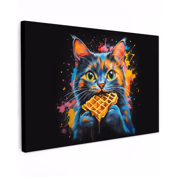 Kat - Graffiti - Kleurrijk - Wafel - Eten canvas 2cm klein -z3d