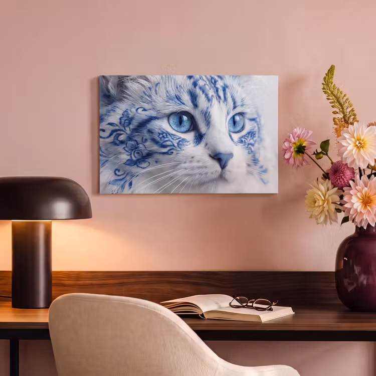 Kat - Patroon - Blauw canvas 2cm klein -sfeer4