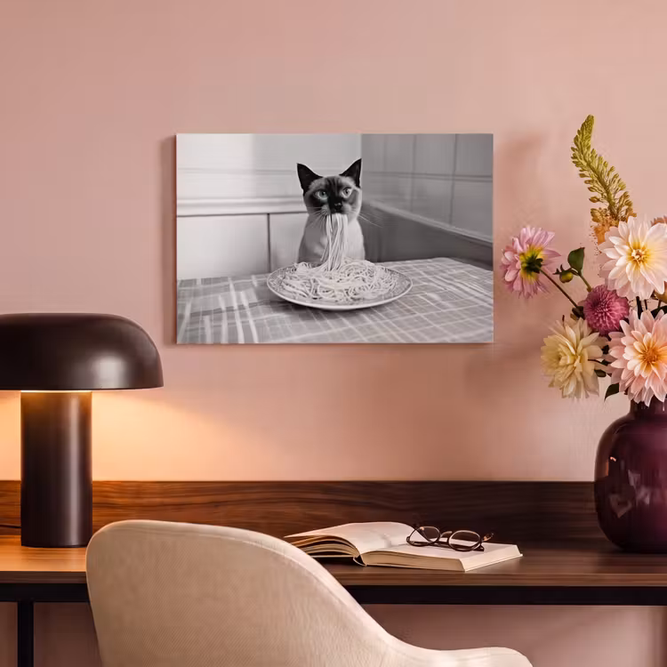 Kat - Siamees - Zwart Wit - Schattig - Dieren canvas 2cm klein -sfeer4