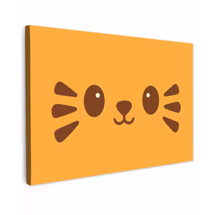 Kat - Simplistisch - Oranje - Vrolijk canvas 2cm klein -z3d