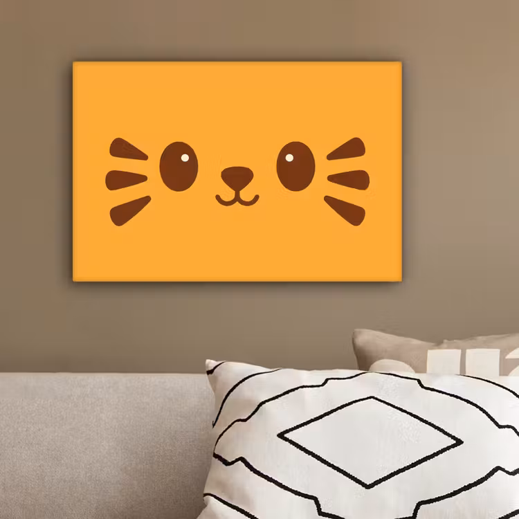 Kat - Simplistisch - Oranje - Vrolijk canvas 2cm klein -sfeer3