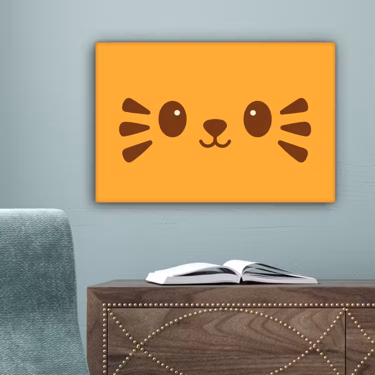 Kat - Simplistisch - Oranje - Vrolijk canvas 2cm klein -sfeer4