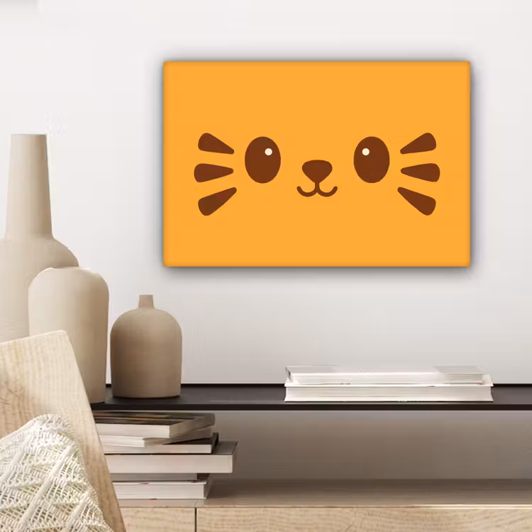 Kat - Simplistisch - Oranje - Vrolijk canvas 2cm klein -sfeer6