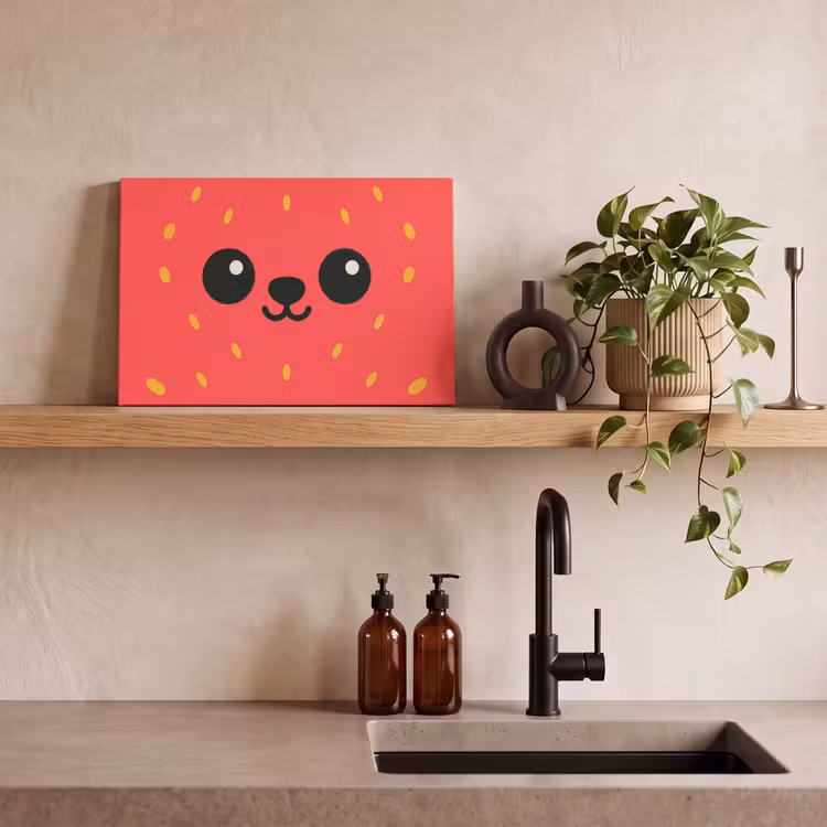 Kat - Aardbei - Cartoon canvas 2cm klein -sfeer3