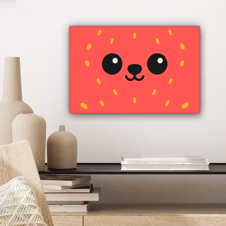 Kat - Aardbei - Cartoon canvas 2cm klein -sfeer6