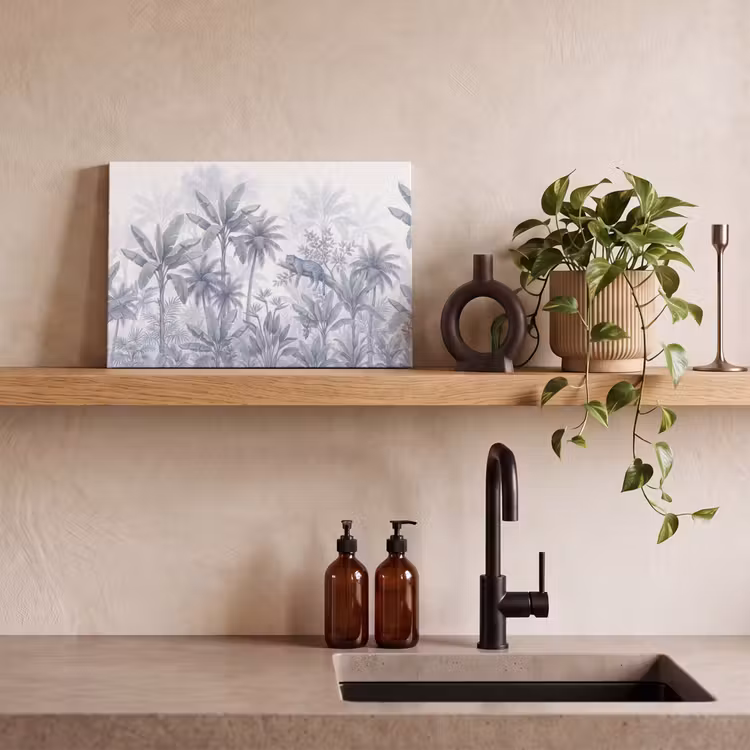 Kat - Tropisch bos - Modern - Grijs canvas 2cm klein -sfeer3