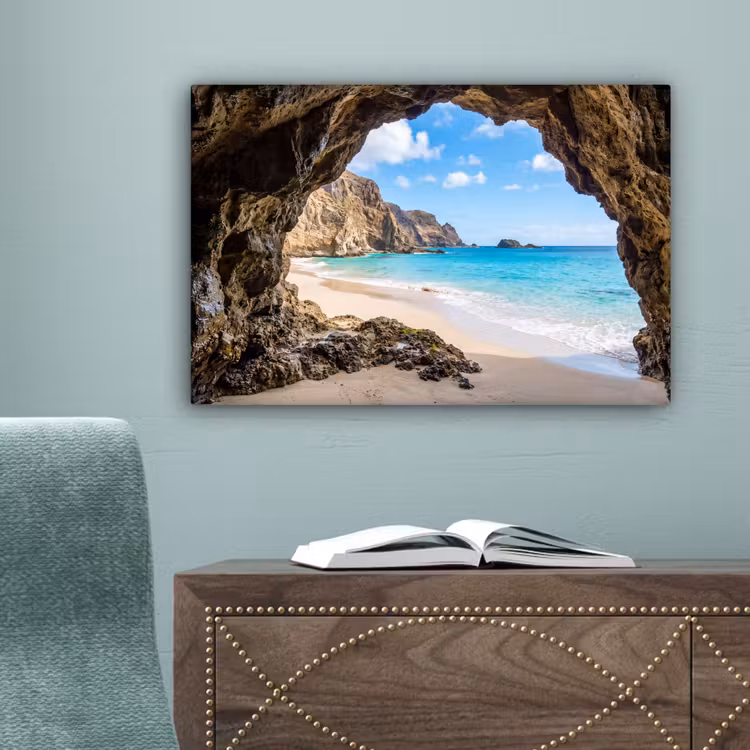 Grot - Strand - Zee - Blauw canvas 2cm klein -sfeer4