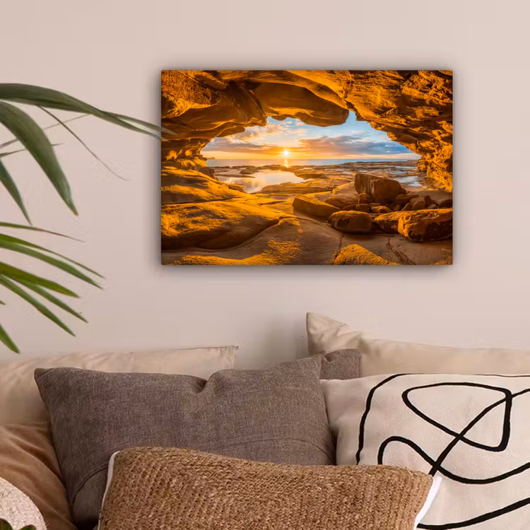 Grot - Zee - Horizon - Zonsondergang canvas 2cm klein -sfeer1