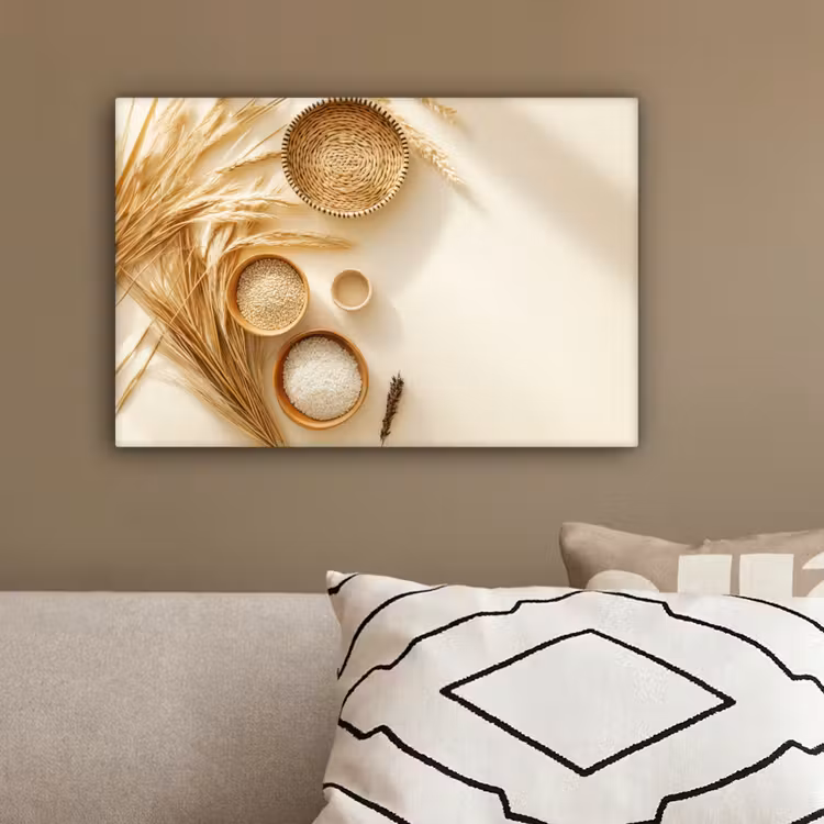 Granen - Hout - Kom - Beige canvas 2cm klein -sfeer3