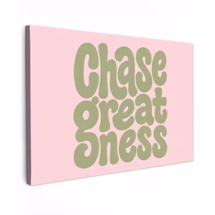 Chase greatness - Groen - Roze - Retro canvas 2cm klein -z3d