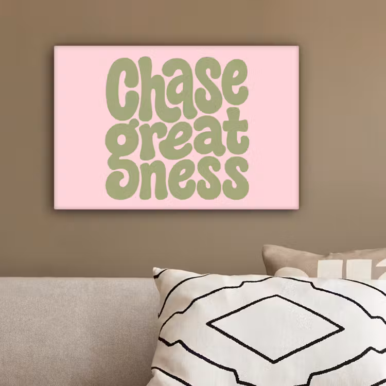 Chase greatness - Groen - Roze - Retro canvas 2cm klein -sfeer3