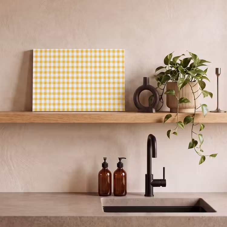 Ruit - Gingham - Klassiek - Geel en Wit canvas 2cm klein 34 -sfeer3
